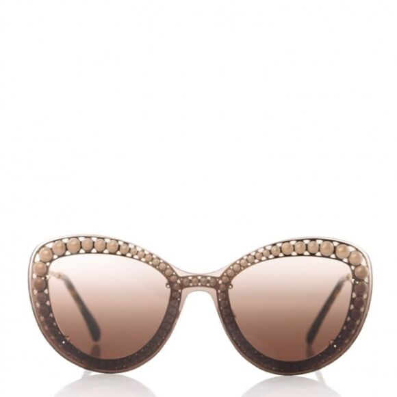 Chanel Acetate Metal Pearl Butterfly Sunglasses 4236-H Brown main image 12